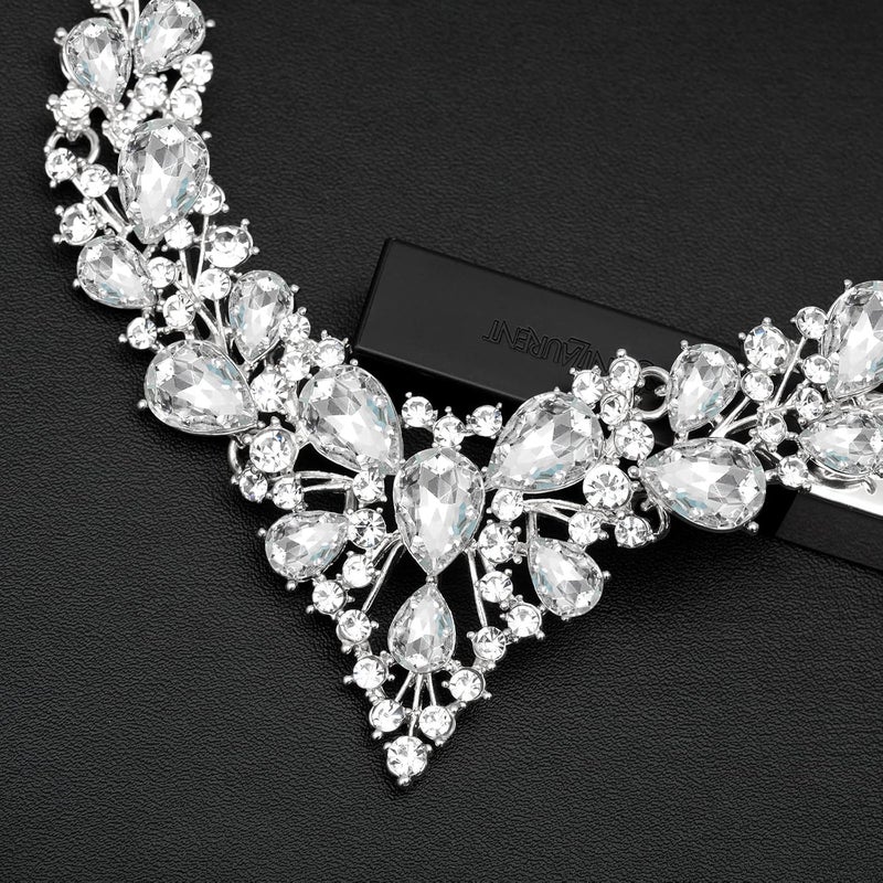 CSY 4 Pcs/Set Austrian Crystal Necklace Earrings Bracelet Ring Bridal Jewelry Sets for Brides Wedding Party Costume Accessories Gifts for Women - Image 5